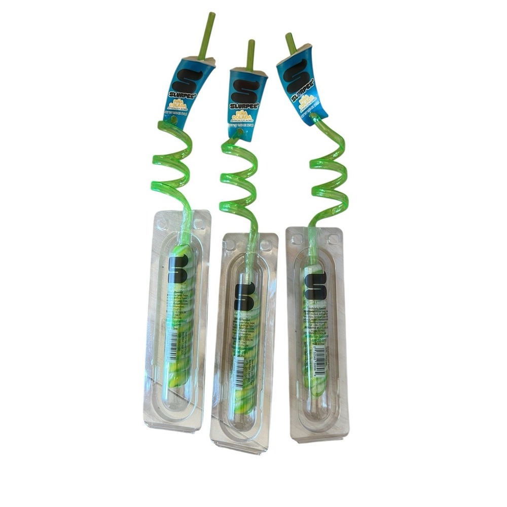 7 Eleven Slurpee Pina Colada Candy‎ Twist Swirl Straws Set Of 3